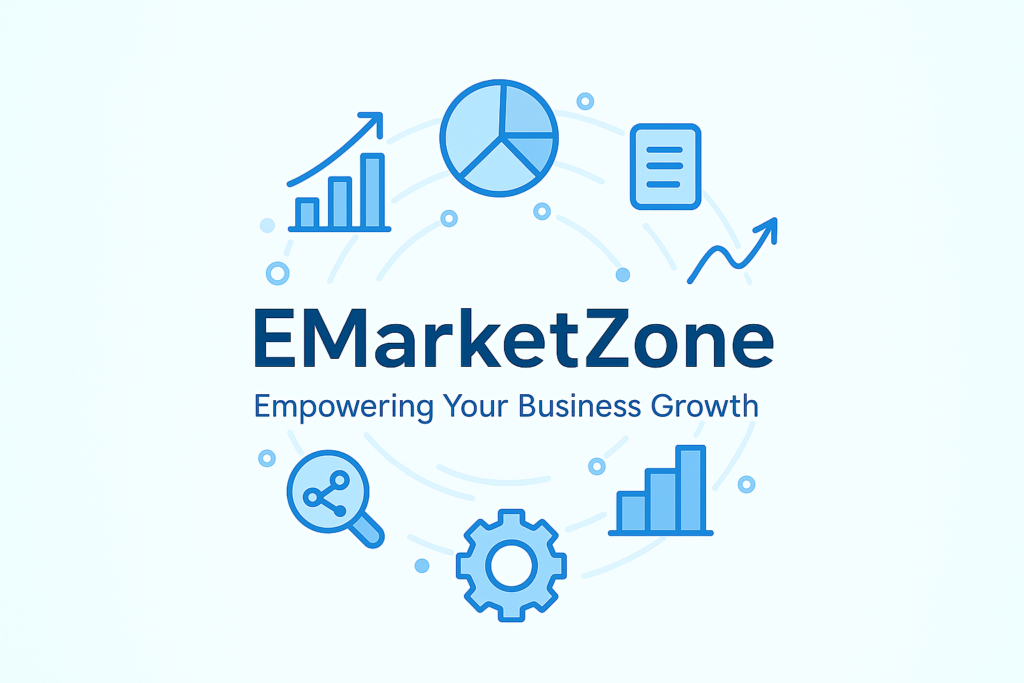 EMarketZone - representing business growth, data analytics, charts, and strategy.
