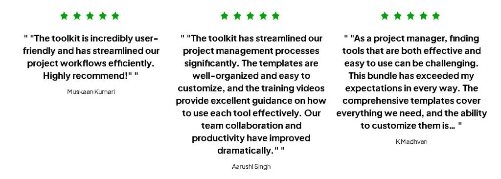 THis image has testimonial of 5-in-1 project management toolkit