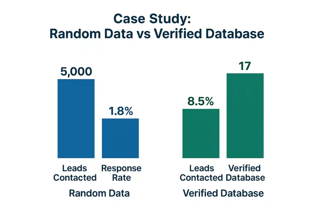 infographic shows the random vs verfied database results