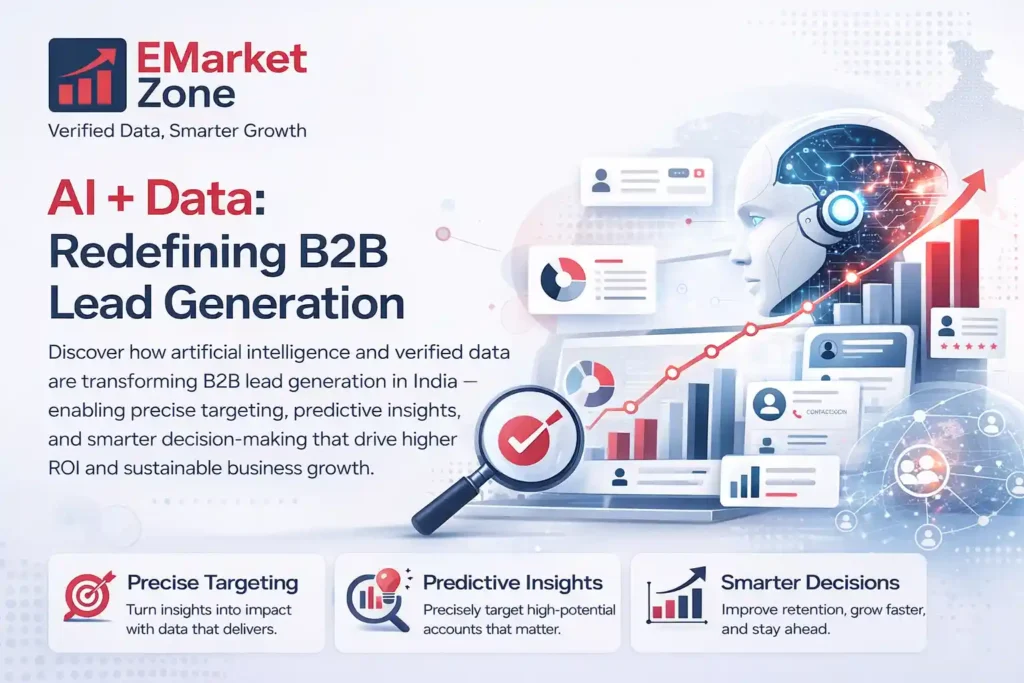 this image explains AI+data - redefining b2b lead generation by emarket zone