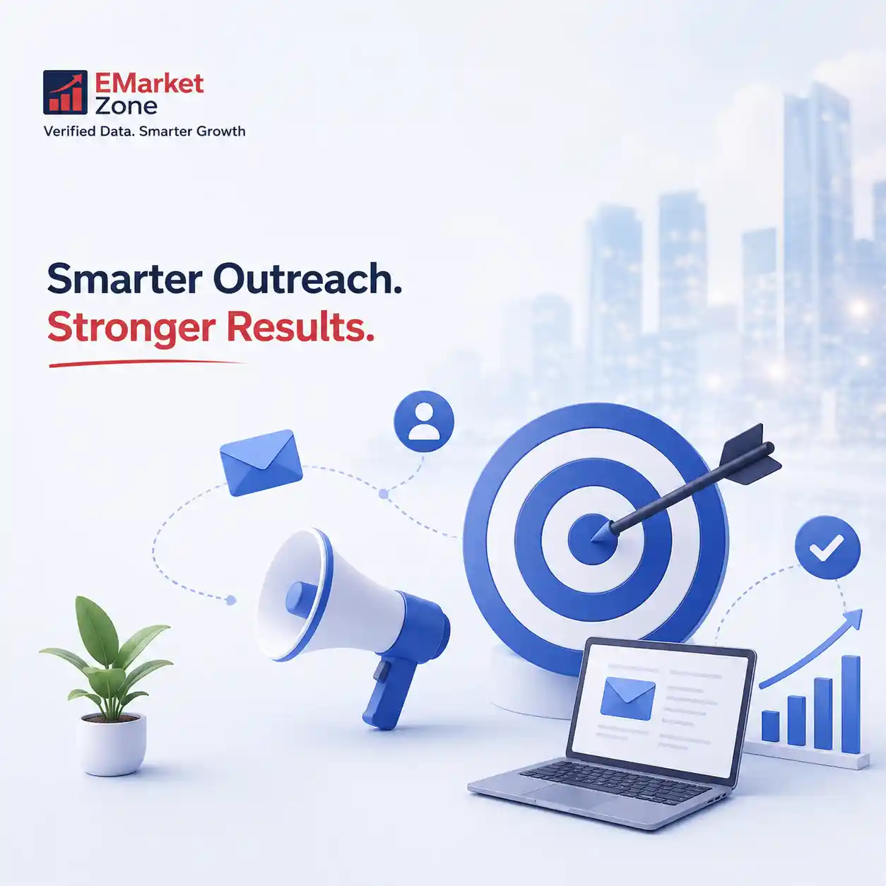 B2B outreach campaign illustration with email marketing, targeting, lead generation, and business communication elements