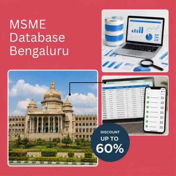 Bengaluru MSME database image featuring Vidhana Soudha, business analytics dashboard, and verified business contact data for B2B lead generation.