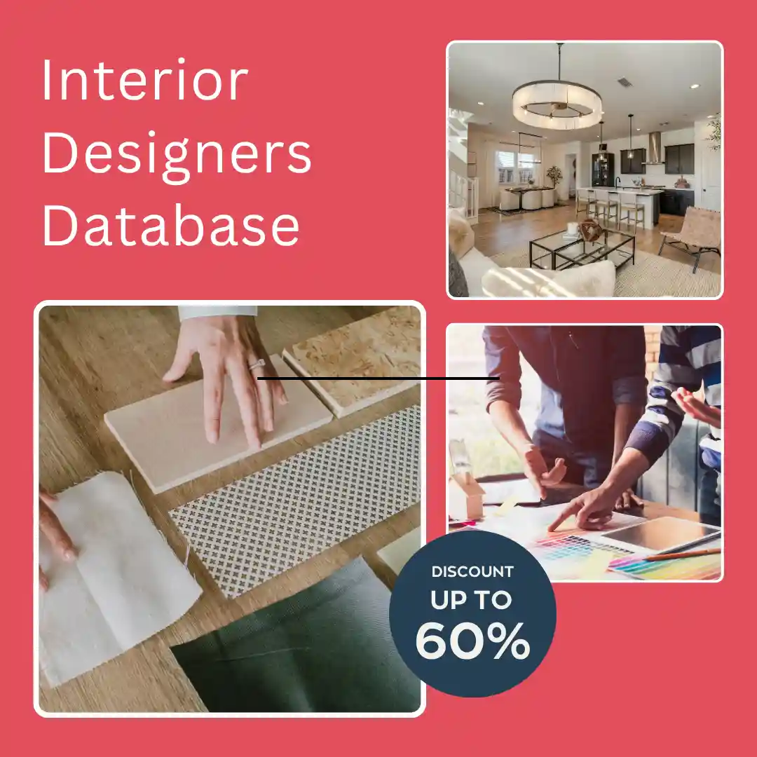Interior Designers Database India with 10,000+ verified interior designers, interior design firms, and business contacts.