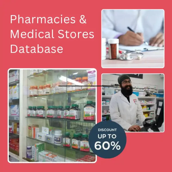 Pharmacies & Medical Stores Database India with 27,000+ verified pharmacies, medical stores, chemists, and healthcare business contacts.
