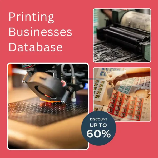 Printing Businesses Database India with 25,000+ verified printing companies, printing service providers, printers, and business contacts.