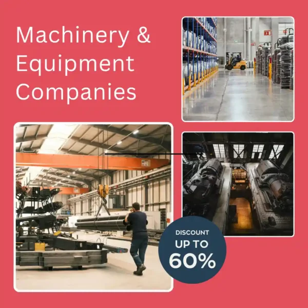Machinery and equipment companies database India featuring verified machinery manufacturers, equipment suppliers, industrial machinery companies, and business contacts for B2B lead generation.