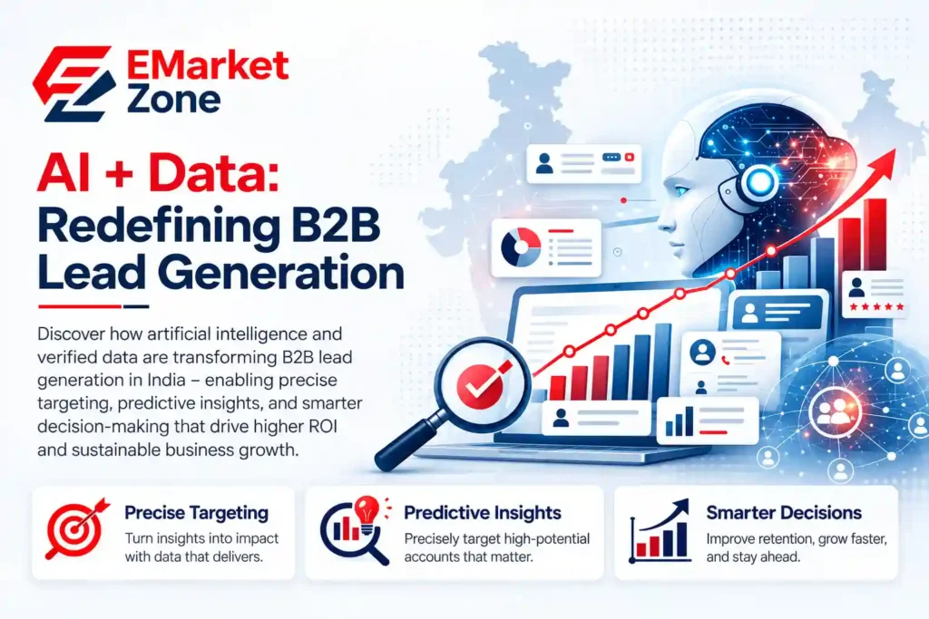 this image explains AI+data - redefining b2b lead generation by emarket zone
