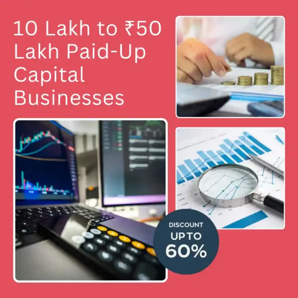 Business contact list for Indian businesses with paid-up capital between ₹10 lakh and ₹50 lakh